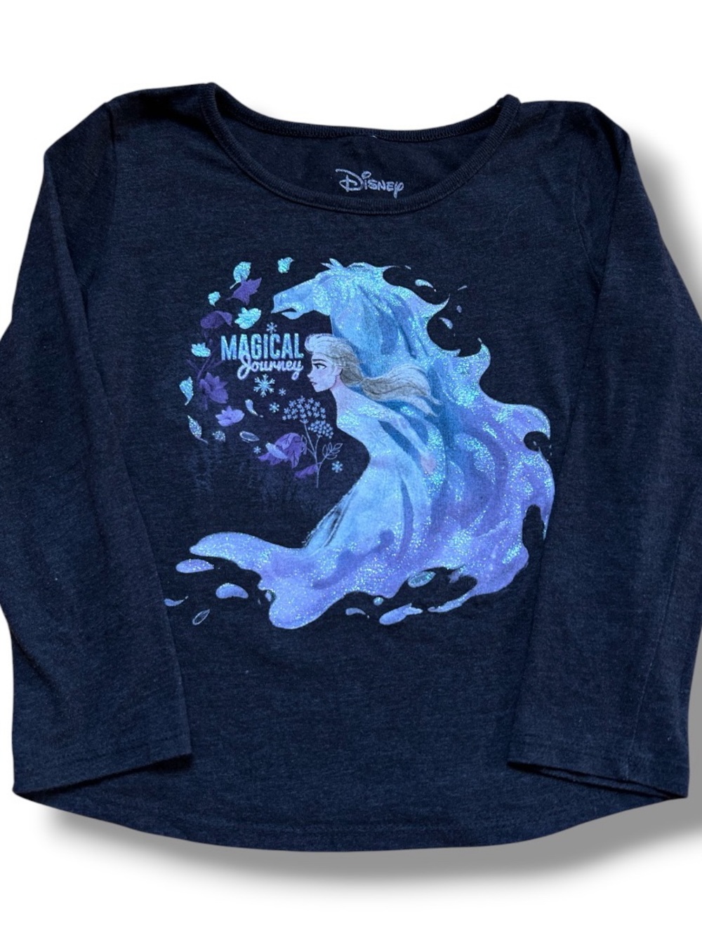 Disney Kids' Frozen Elsa 'Magical Journey' Navy Long Sleeve Top